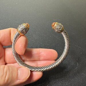 Beautiful Silver Twisted Cable Jeweled Bracelet